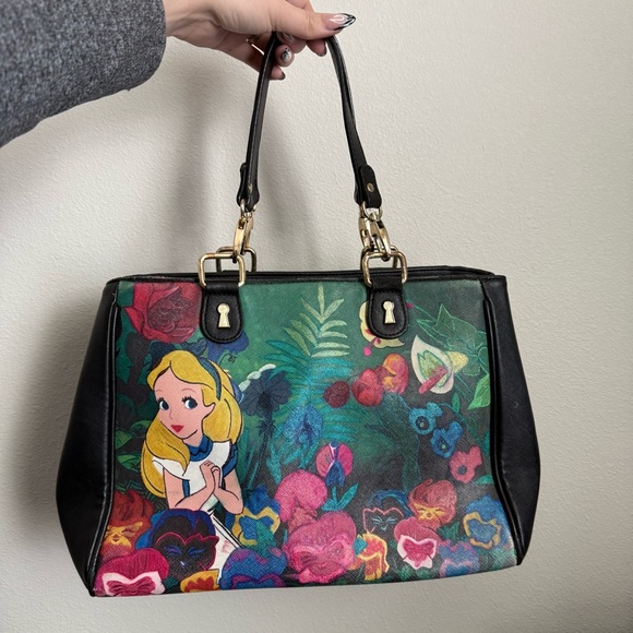 Disney Loungefly Alice in Wonderland Floral Satchel and Full Zip Wallet Set - Picture 2 of 12